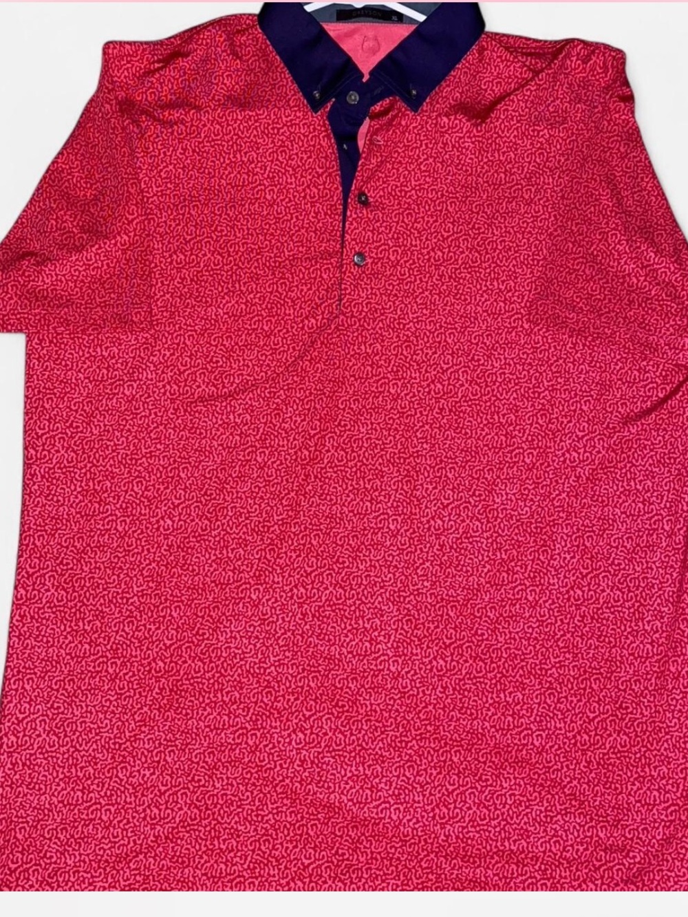 Greyson Pink Polo with Navy Contrast Collar